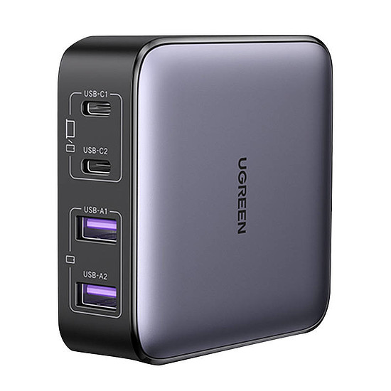 UGREEN CD327 Nexode Töltő, 2x USB-C, 2x USB-A, GaN, 65 W, Szürke (90747B)