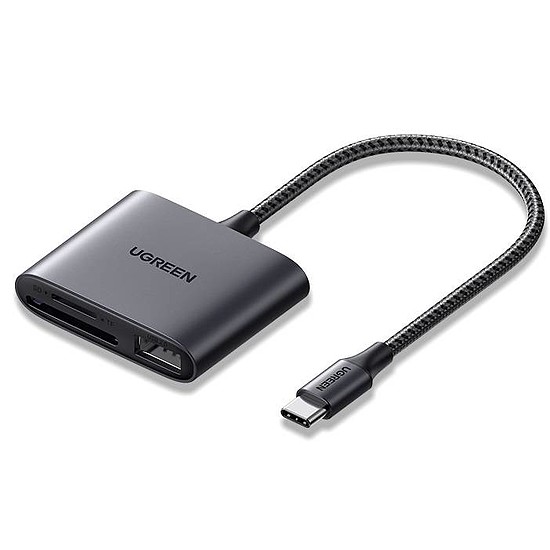 UGREEN CM387 Kártyaolvasó + USB, USB-C, fekete (80798)