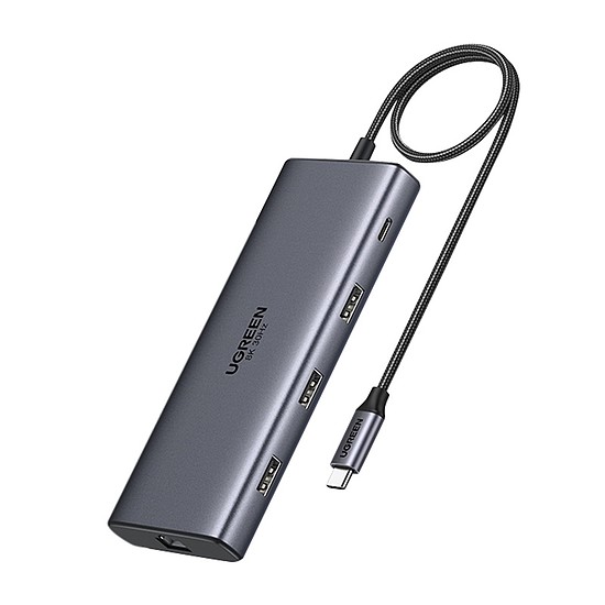 Ugreen CM639 USB-C elosztó, 2x HDMI, 3x USB, USB-C, SD/TF, RJ45, PD 100W, 8K (15534)