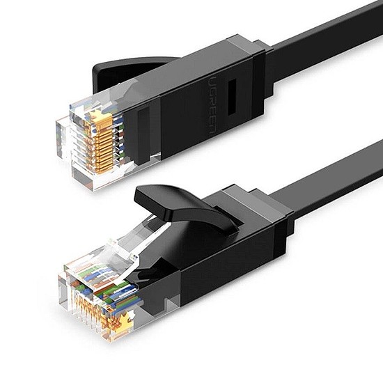 UGREEN Ethernet RJ45 lapos hálózati kábel, Cat.6, UTP, 15m, fekete (50180)