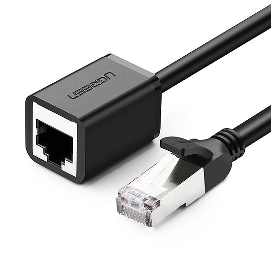UGREEN hálózati kábel RJ45 Ethernet hosszabbító fém dugóval, kat. 6, FTP, 2m, fekete (11281)