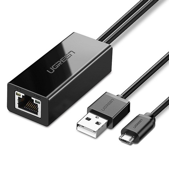 Ugreen külső micro USB 100Mbps hálózati adapter Chromecasthoz 1m fekete (30985)