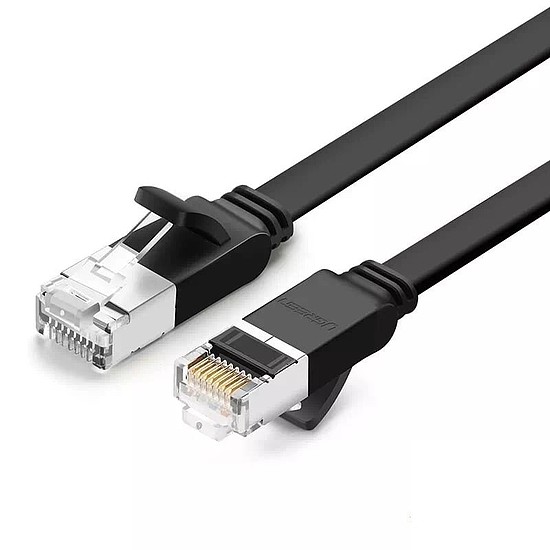 UGREEN lapos hálózati kábel fém csatlakozókkal, Ethernet RJ45, Cat.6, UTP, 0,5 m, fekete (50183)