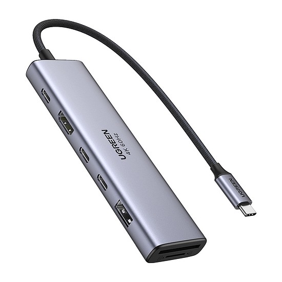 Ugreen Revodok 7in1 USB-C - 2x USB-C 3.2, USB-A 3.2, HDMI 4K 60Hz, SD/TF, PD 100W elosztó/adapter (45521)