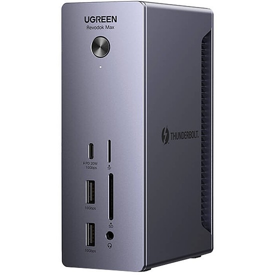 Ugreen U710 dokkoló állomás 2x Thunderbolt 4, DisplayPort 8K 30Hz, 4x USB, USB-C, RJ45, SD/TF, AUX, PD 90W szürke (25054EU)