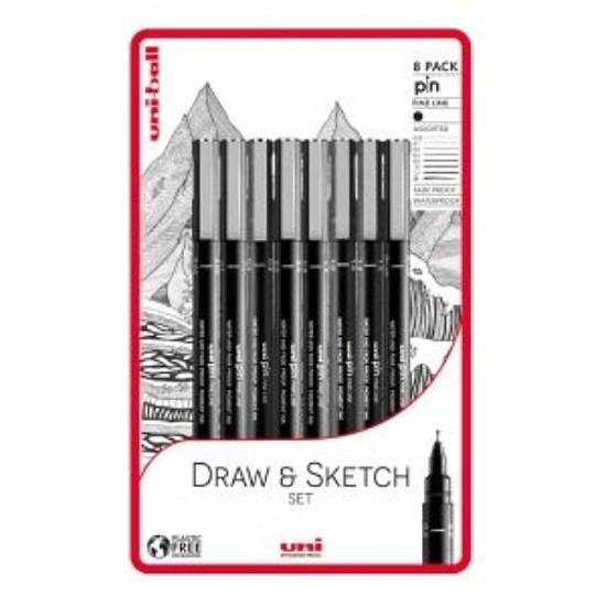 UNI PIN 8 darabos rajzmarker készlet "Draw and Sketch"