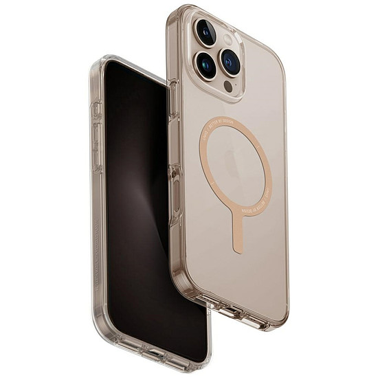 Uniq Clario Magclick töltőtok iPhone 16 Pro Maxhoz - átlátszó arany