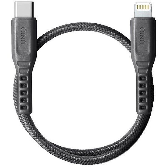 Uniq Flex USB-C kábel - Lightning 18W nylon 30cm széles/szénszürke