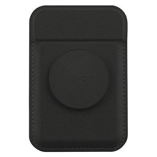 Uniq Flixa mágneses kártyatartó pénztárca állvánnyal, fekete/koromfekete, MagSafe