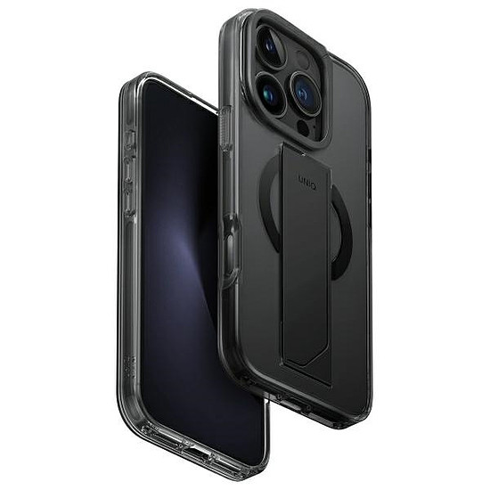 Uniq Heldro Max iPhone 16 Pro 6.3" Magclick töltőtok, fekete/füst