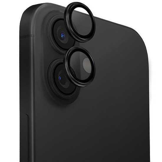 Uniq Optix alumínium kameralencse-védő iPhone 16 / 16 Plus-nak applikátorral - fekete