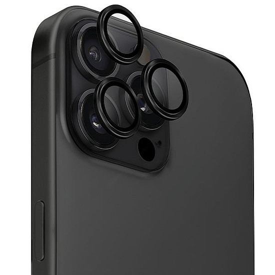 Uniq Optix alumínium kameralencse-védő iPhone 16 Pro / 16 Pro Max készülékhez applikátorral - fekete