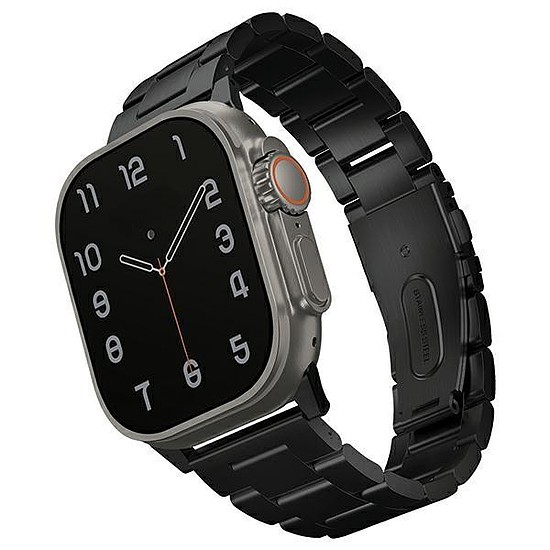 Uniq Osta szíjas tok Apple Watch 42/44/45/ 49 mm-es sorozathoz 1/2/3/4/5/6/7/8/SE/SE2/Ultra rozsdamentes acél - fekete