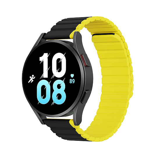 Univerzális mágneses Samsung Galaxy Watch 6 Pro/6/6 Classic/5 Pro/5/5 Classic Dux Ducis szíj (20 mm-es LD verzió) - fekete/sárga