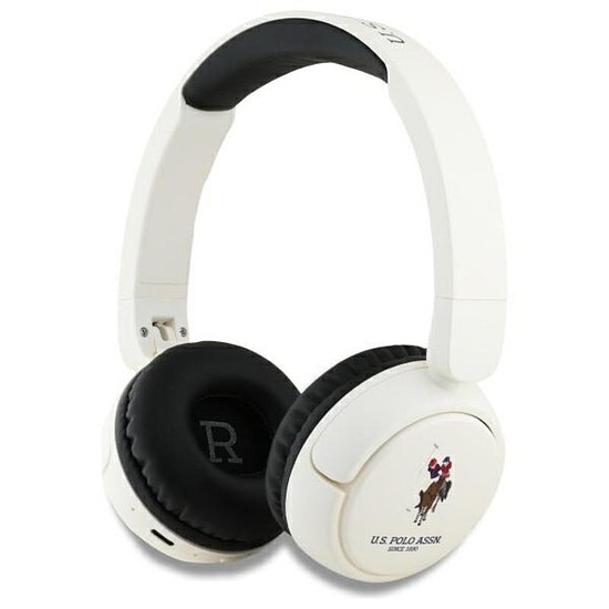 US Polo Assn DH színes logó - vezeték nélküli, fülre helyezhető Bluetooth fejhallgató V5.3 fehér (USHPV6PUNH)