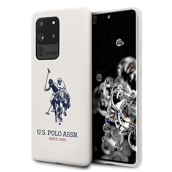 US Polo szilikon tok Samsung Galaxy S20 Ultra készülékhez, fehér