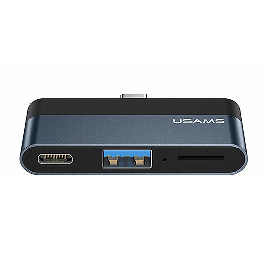 USAMS - Csatlakozási hub (US-SJ491) - Type-C USB, Type-C, Micro SD - Sötétszürke (KF234376)
