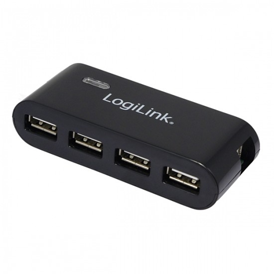 USB 2.0 HUB 4 porttal Logilink UA0085 táppal fekete