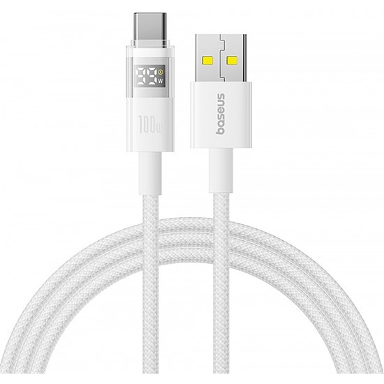 USB-A - USB-C kábel Baseus Display 2, 100W, 5A, 2m, fehér P10382701211-01