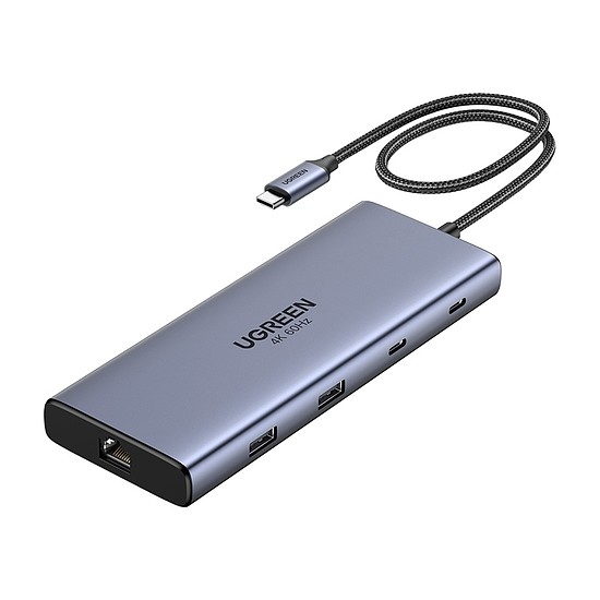 USB-C adapter / elosztó 10w1 Ugreen CM639, 2x HDMI, 2x USB, RJ45, SD/TF, PD 100W (45380)