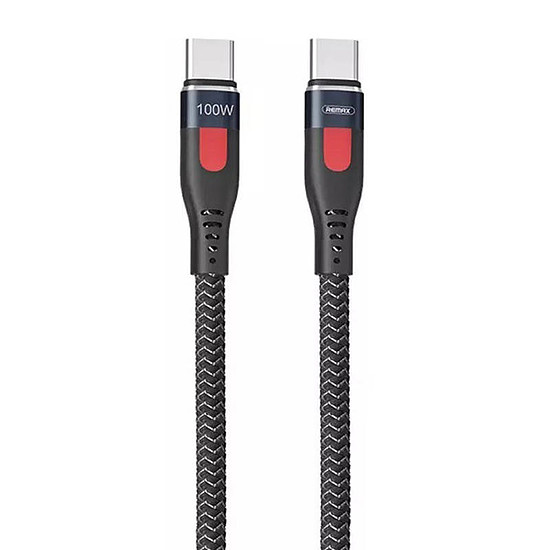 USB-C és USB-C Remax Lesu Pro kábel, 1 m, 100 W, fekete (RC-187c)