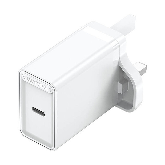 USB-C fali töltő Vention FADW0-UK 20W UK Fehér