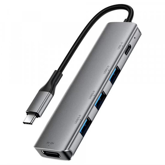 USB-C Hub Acefast J16, 5 az 1-ben, szürke