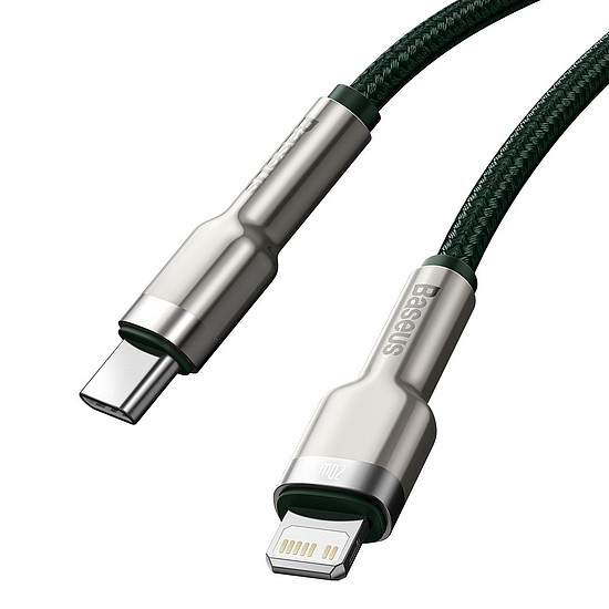 USB-C kábel a Lightning Baseus Cafule-hez, PD, 20 W, 1 m, zöld (CATLJK-A06)