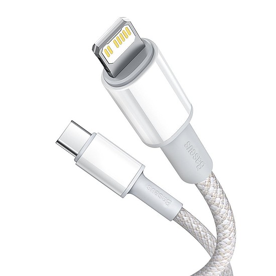 USB-C kábel a Lightning Baseushoz, nagy sűrűségű fonott, 20 W, PD, 2 m, fehér (CATLGD-A02)