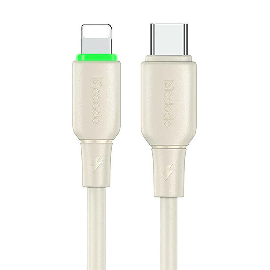 USB-C kábel a Lightning Mcdodo CA-4760-hoz 1,2 méteres LED-fénnyel bézs