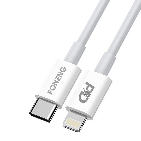 USB-C kábel Lighting Foneng X31, 3A, 2M, fehér számára (X31-2M Type-C to iPh)