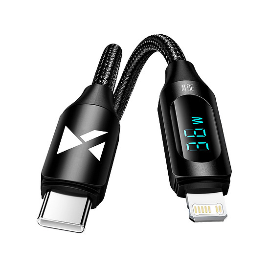 USB-C kábel - Lightning Wozinsky WUCLC1 LED 36W 1m - fekete