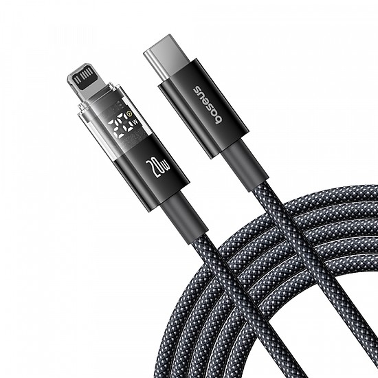 USB-C - Lightning kábel Baseus Display 2, 20W, 2.4A, 1m, fekete P10382703121-00