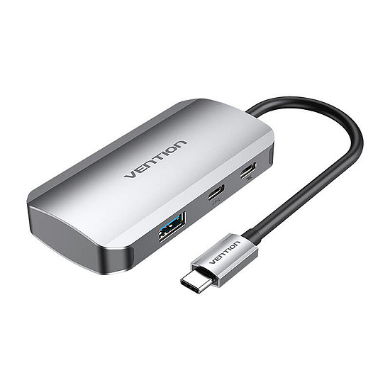 USB-C-USB-C dokkolóállomás, 3x USB3.0, PD 0,15 m Vention TNDHB, szürke