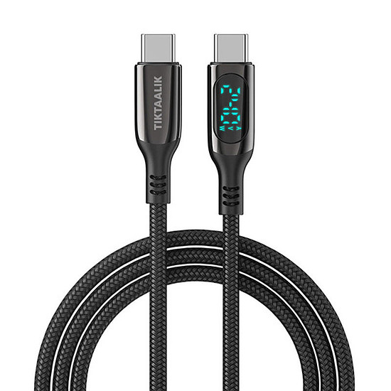 USB-C-USB-C kábel TIKTAALIK PD 240 W, 1,5 m, fekete