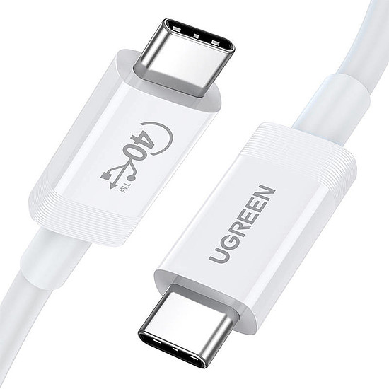 USB-C-USB-C UGREEN USB4 kábel, 40 Gbps, 0,8 m fehér (40113)