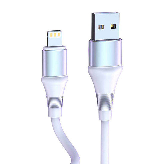 USB és Lightning kábel Vipfan Colorful X08, 3A, 1,2m, fehér (X09LT)