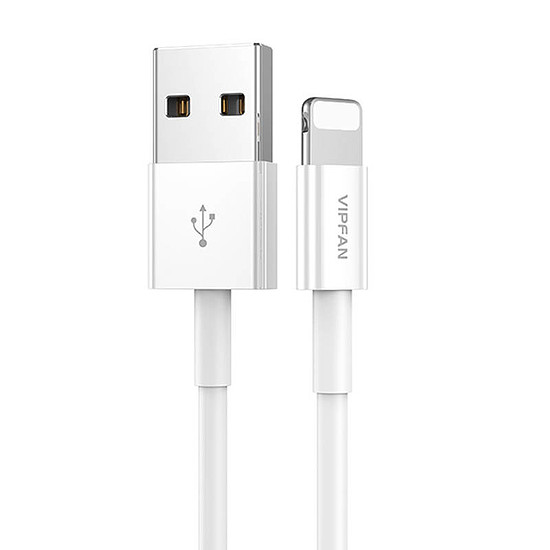 USB és Lightning kábel Vipfan X03, 3A, 1m, fehér (X03LT)