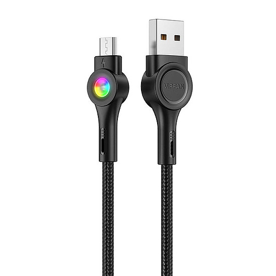 USB és Micro USB kábel Vipfan Colorful X08, 3A, 1,2m, fekete (X08MK)