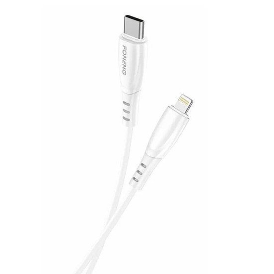USB kábel Lightning Foneng X75-höz, 3A, 1m, fehér (X75 Type-C to iPhone)