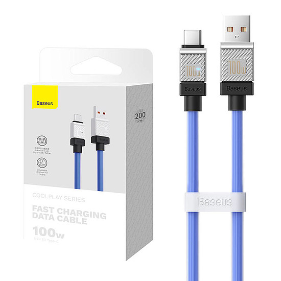 USB kábel USB-C Baseus CoolPlay 100W 2m, kék (CAKW000703)
