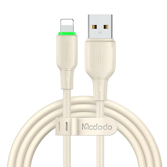 USB-Lightning kábel Mcdodo CA-4740 LED lámpával 1,2 m bézs