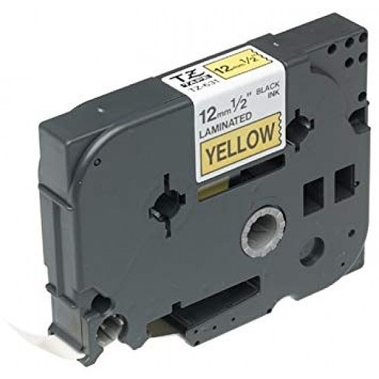 Feliratozószalag Brother-hez TZe-631 laminált feliratozószalag 12mm széles sárga - fekete