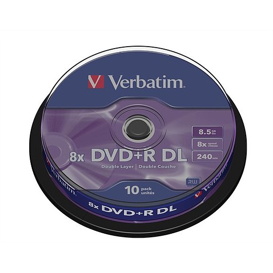 Verbatim DVD+R 8,5GB 8x kétrétegű henger 10db 43666