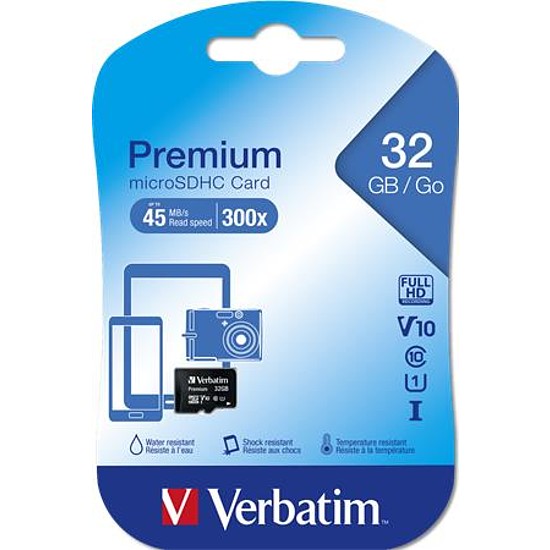 Verbatim Premium microSDHC memóriakártya 32GB Class 10/U1 44013