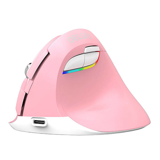 Vezeték nélküli függőleges egér Delux M618Mini DB BT+2.4G 2400DPI, rózsaszín (M618 Mini Pink)