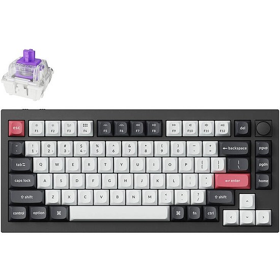 Vezeték nélküli mechanikus billentyűzet (ANGOL) Keychron Q1 HE RGB, Nebula mágneses kapcsoló (fekete) [Q1H-M1]