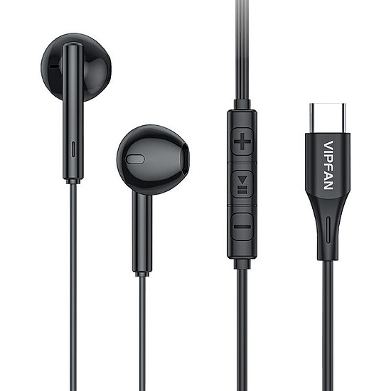 Vezetékes fülhallgató Vipfan M18, USB-C, fekete (M18)