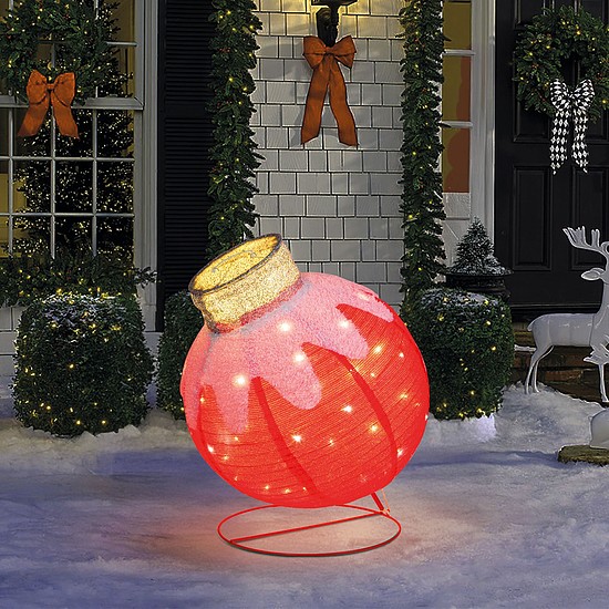 Világító dekoráció - gömbdísz - 60 LED - 60 x 83 cm - piros - 100-200V AC (59772C)