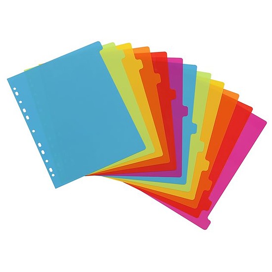 Viquel elválasztó A4 műanyag 12 részes színes Maxi Happy Fluo színes 154731